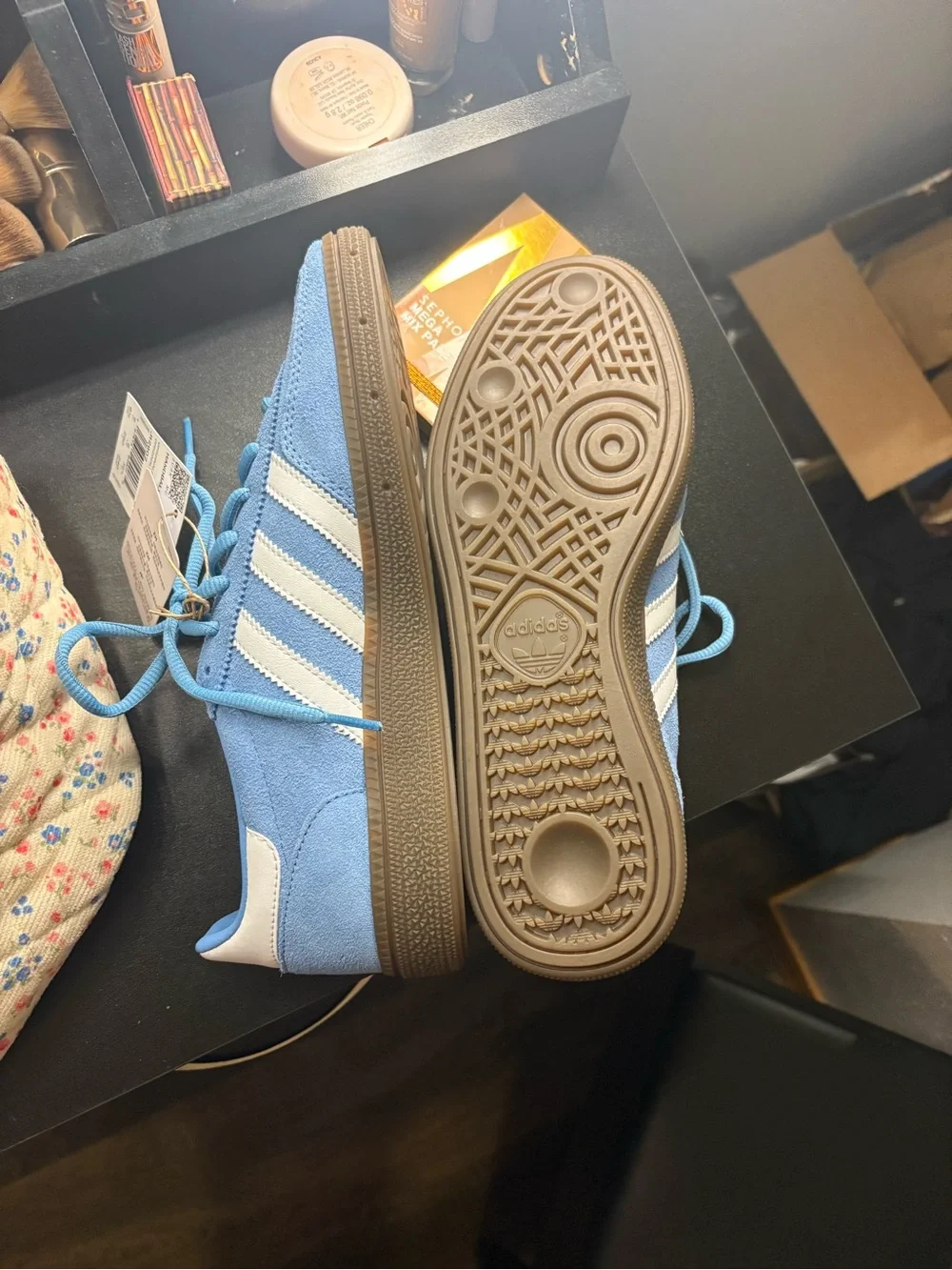 adidas Sky Blue Suede Sneakers with White Stripes - Picture 3 of 4